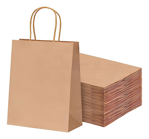 50 Bolsas De Papel Kraft Ecológicas Portátil Decorativas