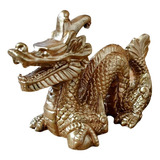 Estátua Dragão  Proteção Prosperidade Dourado Fengshui Sorte