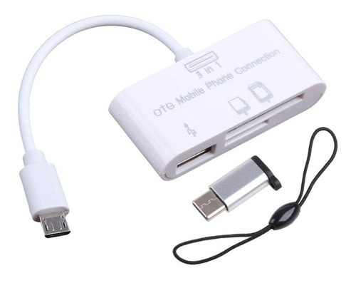 Adaptador Tf Cf Sd Leitor Cartão/memória Otg Usb-v8 E Tipo C