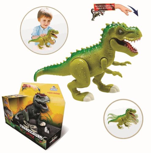 Boneco Dinossauro Tiranossauro Rex Attack Com Som E Luz