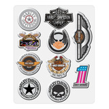 Kit Emblema Adesivo Compatível Harley Davidson 3d 10 Und 01 Cor Logos Harley Davidson