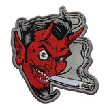 Parche Bordado Red Hell Devil Smoking  Cigarillo Diablo Rojo