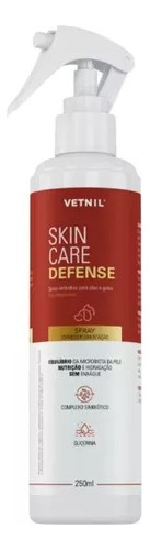 Skin Care Defense Spray Para Higiene Cães Gatos 250ml Vetnil