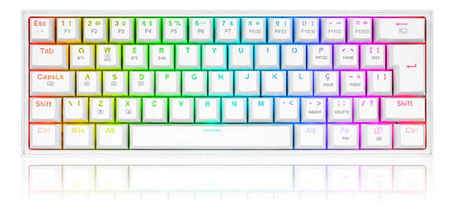 Teclado Gamer Redragon Fizz K617 Qwerty, Cor Branca, Luz Rgb