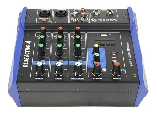 Consola Mixer Potenciada Tecshow Blue Active 4 Usb Bluetooth