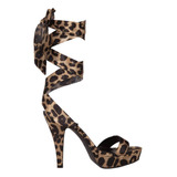 Zapatillas Sandalias Tacon Alto Animal Print Leopardo 