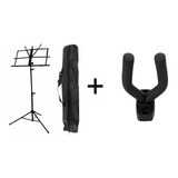 Kit Estante Partitura Mxt + Suporte Parede Violão Guitarra