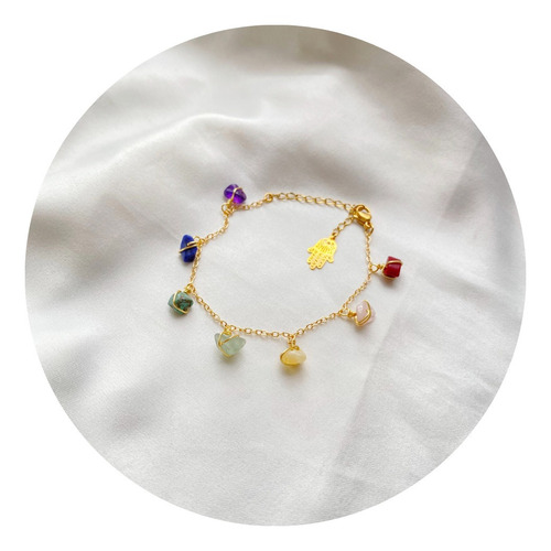 Pulsera 7 Chakras En Acero Y Cuarzos