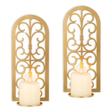 Walasis - Candelabro Decorativo De Pared Dorado  Candelabro