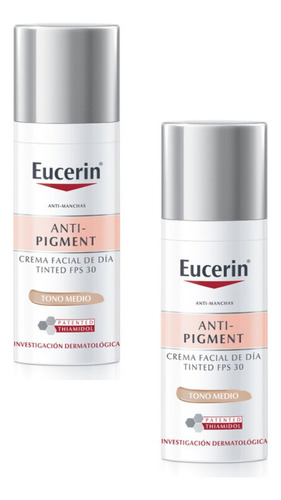 Combo X2 Crema Eucerin Anti-pigment Tono Medio Fps30 50ml