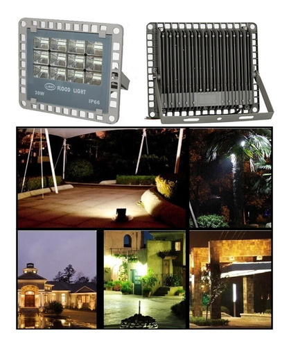 Foco Proyector Reflector Flood Led Plano 30w Ip66 Exterior