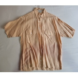 Camisa Lino Color Naranja Vintage (2004) Aldo Conti Talla S.