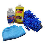 Kit Lavado Auto Moto Shampo Silicona Guante Microfibra