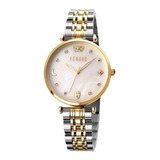 Reloj Feraud Mujer Acero Combinado Piedras Manito F5563 Lsld