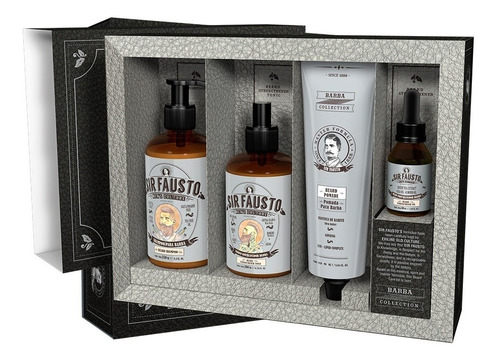 Kit Barba Sir Fausto Colecction Aceite Cera Shampoo Pomada