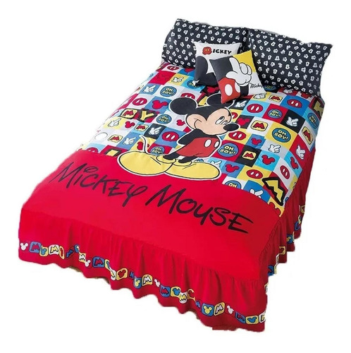 Colcha Más Cojines Mickey Mouse Disney Matrimonial Primavera