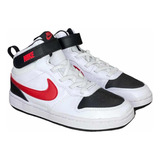 Tenis Nike Bota Court Borough Niño Blanco Rojo #18 Cm