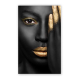 Quadro Decorativo Mulher Negra Dourad Gold Sala Quarto 60x40