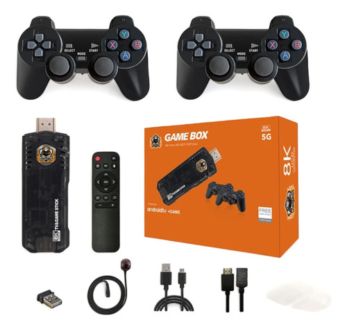 Tv Box + Consola De Juegos 2 En 1 Incluye Dos Controles X8 Color Negro