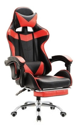 Silla Gamer Semi Profesional Con Reposa Pies, Rojo Con Negro