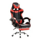 Silla Gamer Semi Profesional Con Reposa Pies, Rojo Con Negro