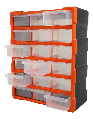 Caja Plástica Tactix Gavetero Con 18 Cajones Organizador