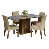 Juego Comedor Mesa Tablero Madera 4 Sillas Keila Madesa M/g