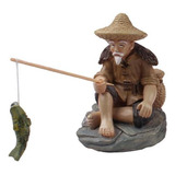 2 Figura De Pescador Estatua De Jardín Piscina Miniatura