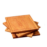 Kit 4 Platos De Tabla De Madera 25x25cm Artesanales