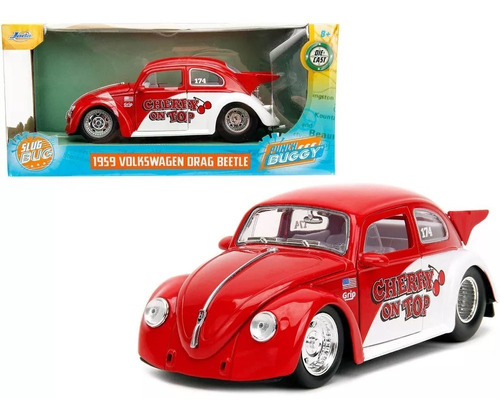 Jada 1:24 1959 Volkswagen Beetle Vocho Drag Sport Caja Rojo 