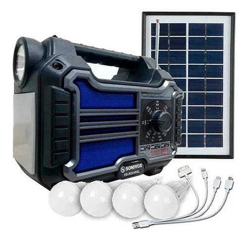 Kit Panel Solar Radio Portátil Bt 3 Bandas Sonivox+bombillos