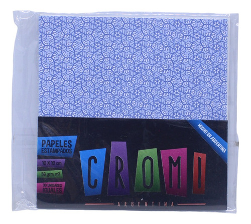 Papel Origami Cromi 10x10 56 Gr Colores Estampado Azul