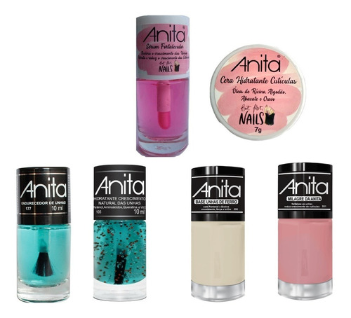 Esmalte Anita Kit Cera +serum+endureced+hidrat+ferro+milagre