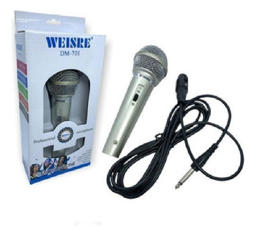 Microfono Profesional Con Cable Ideal Karaoke Color Plateado