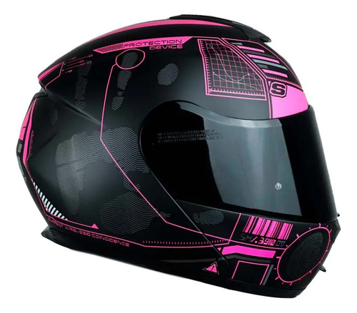 Casco Abatible Shaft Sh-3910dv Suspect Negr.mate Fucia-n Sm