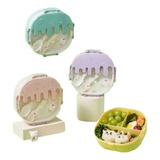 Vianda Infantil Diseño Cupcake Con 3 Divisiones + Cubiertos Color Verde Pastel