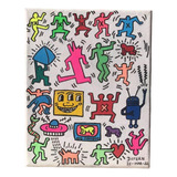 Cuadro Pintura Pintada A Mano Keith Haring Arte Pop 20x25 Cm