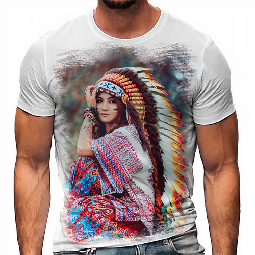 Camiseta Indigena Indio India Apache Cocar 4 A