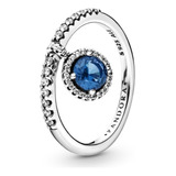 Anillo Pandora Colgante Círculo Azul Brillante Talla 54=7