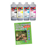 Papel Glossy 230gm 100 Hojas + 4 Litros Para Hp Ink Tank 315