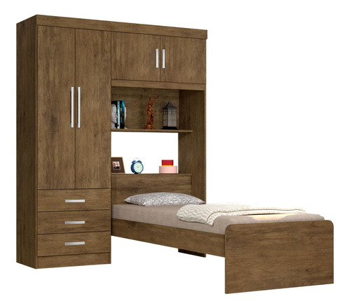 Guarda-roupa Modulado 4 Portas Com Cama Solteiro Cancun Jq