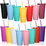 60 Vasos Reusables Con Tapa Y Popote 24oz Fiesta Boda Baby