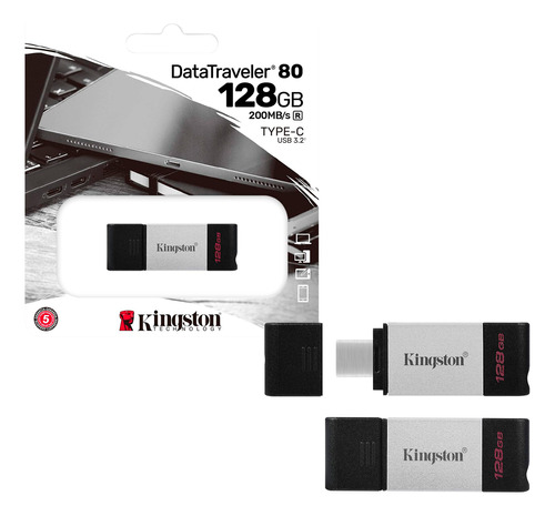 Pendrive Usb-c 3.2 128gb Kingston Datatraveler80 200mb/s