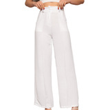 Calça Feminina Social Alfaiataria Pantalona Tecido Wide Leg