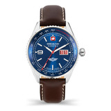 Reloj Swiss Military Smwgb2101002 Para Hombre Cristal Zafiro Color De La Malla Marrón Oscuro Color Del Bisel Azul Color Del Fondo Azul