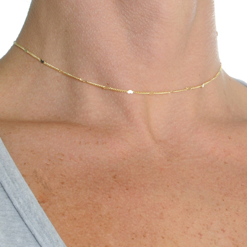 Choker Gargantilha Feminina Coração Banhado A Ouro 18k 35cm