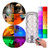 Abajur Luminaria Touch Sem Fio Cristal Rgb 16 Cores