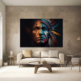 Quadro Indigena Arte Azul Luxo 130x90 Decorativo Sala Quarto