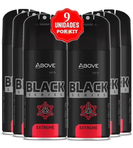 Above Men Desodorante Black Series Extreme 100ml (9und) Fragrância Oriental Amadeirado