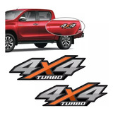 Par De Adesivo 4x4 Turbo Nova Hilux 2017 2019 2020 Emblema